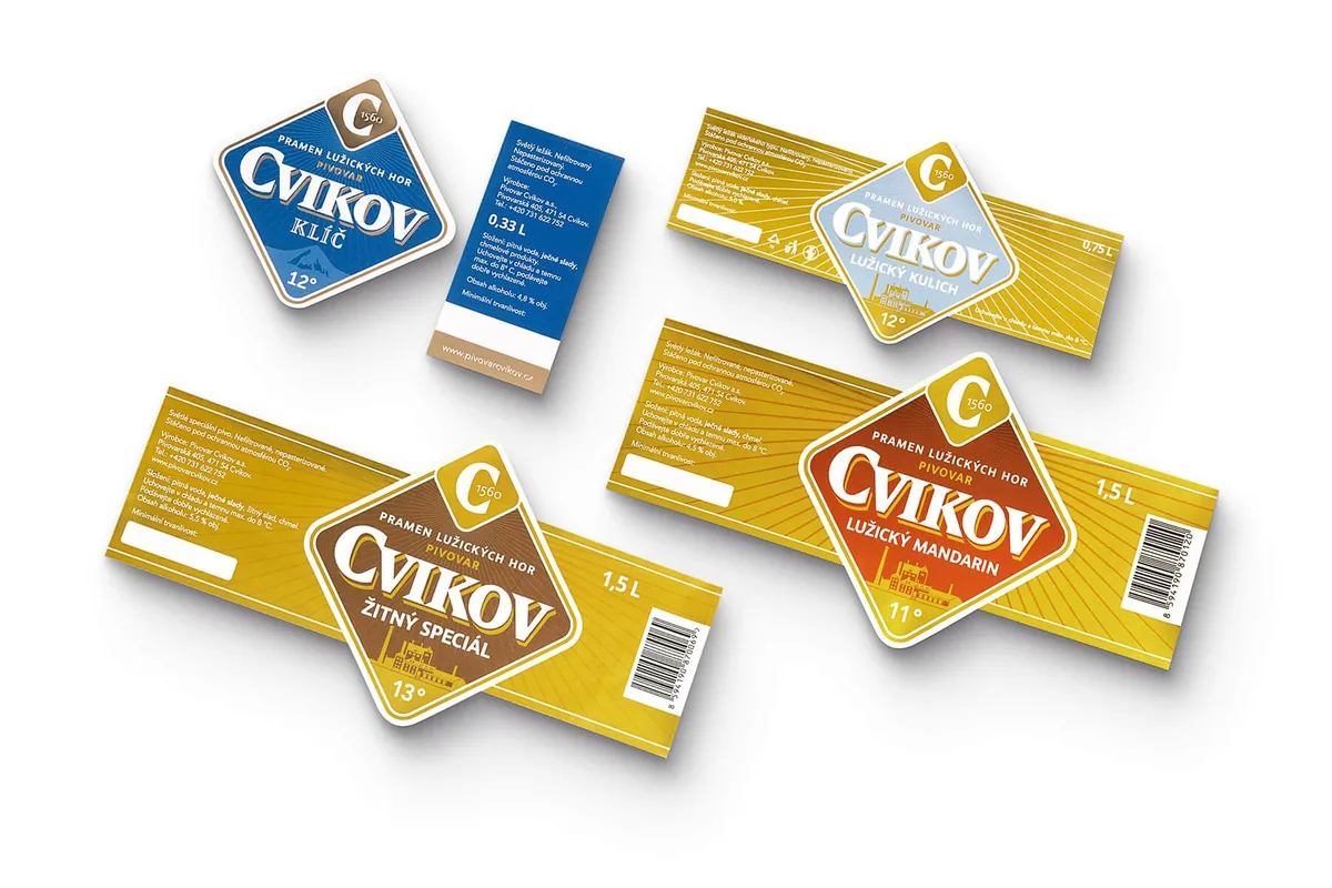 Cvikov bottle labels