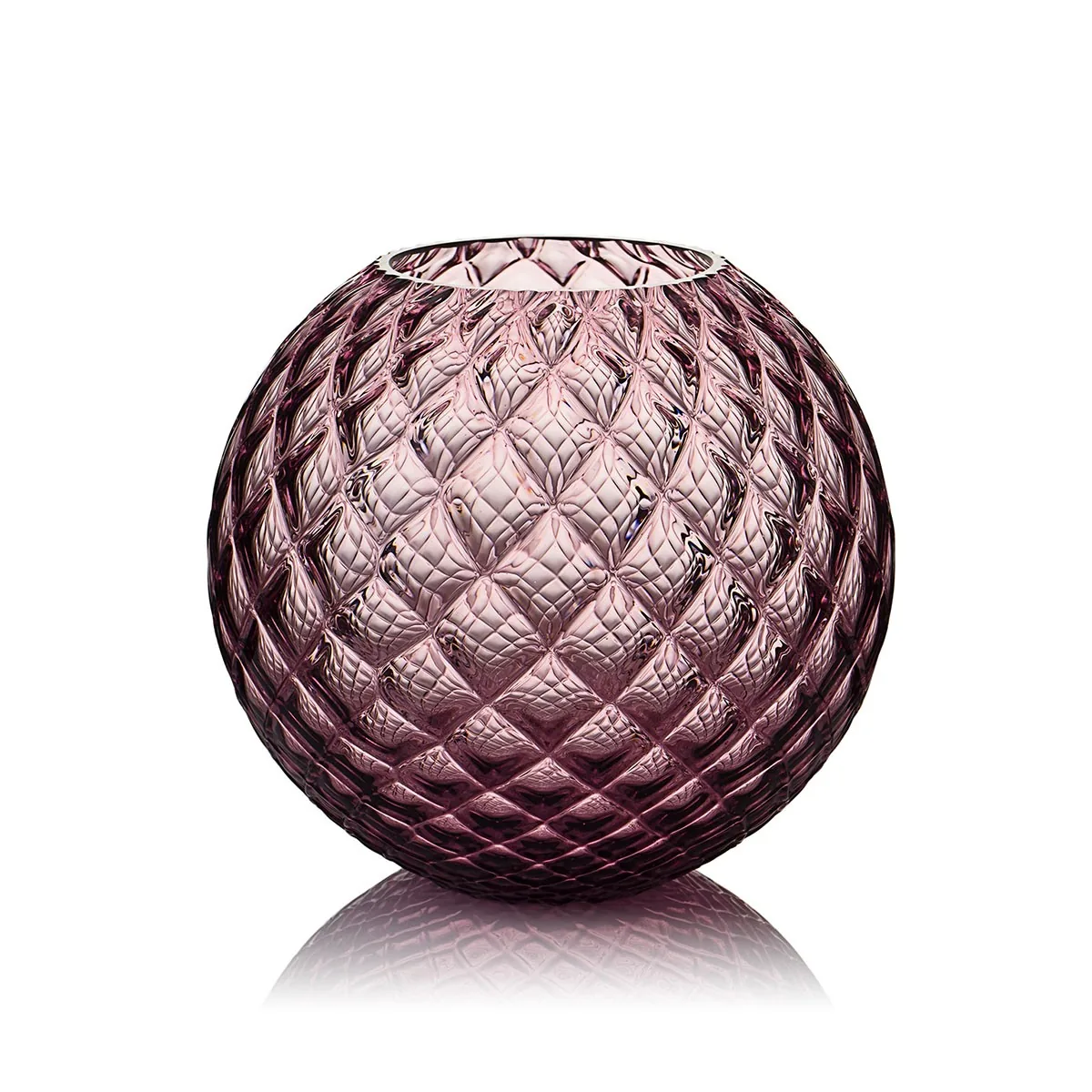 Pink round textured glass vase