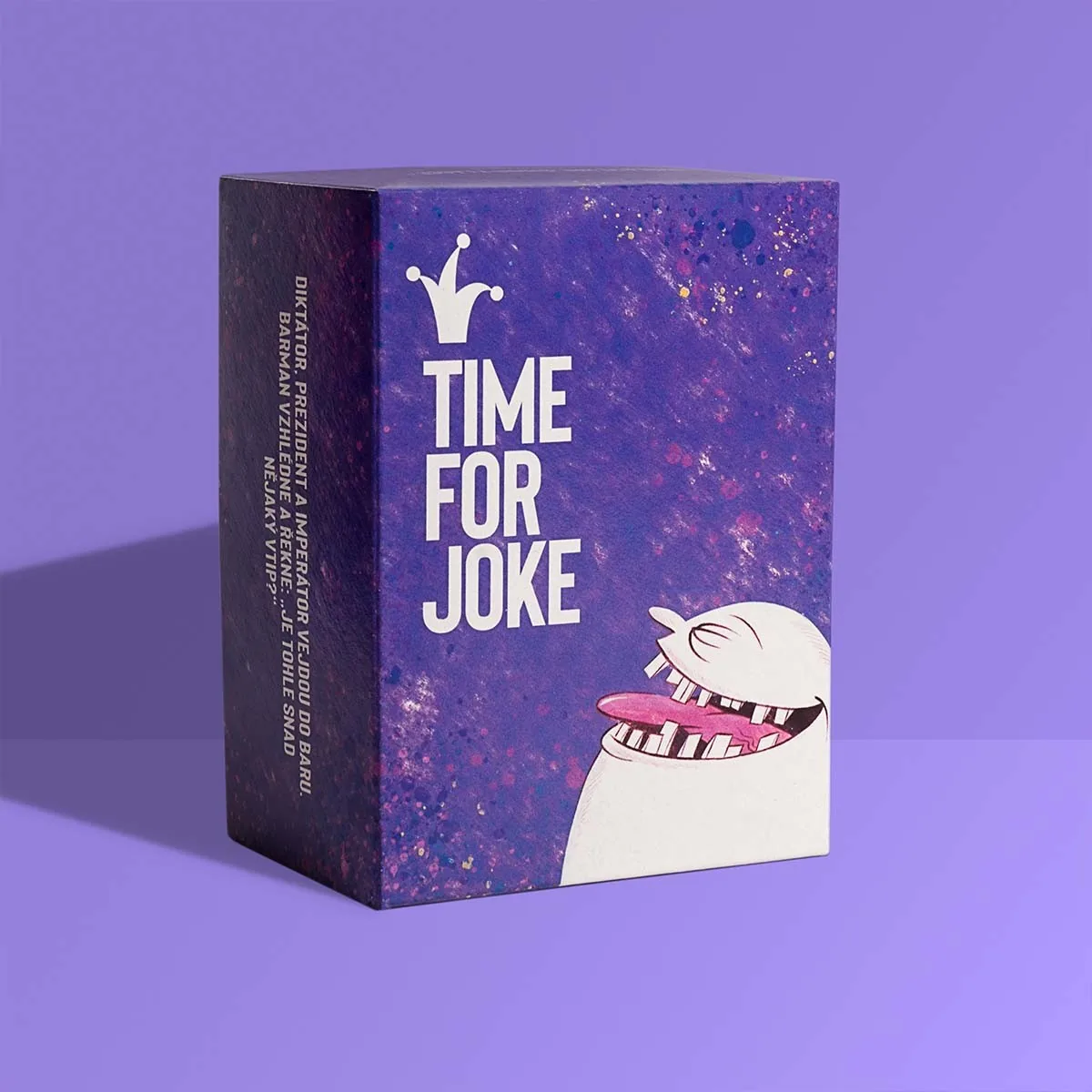 Time for Joke card game box on a purple background